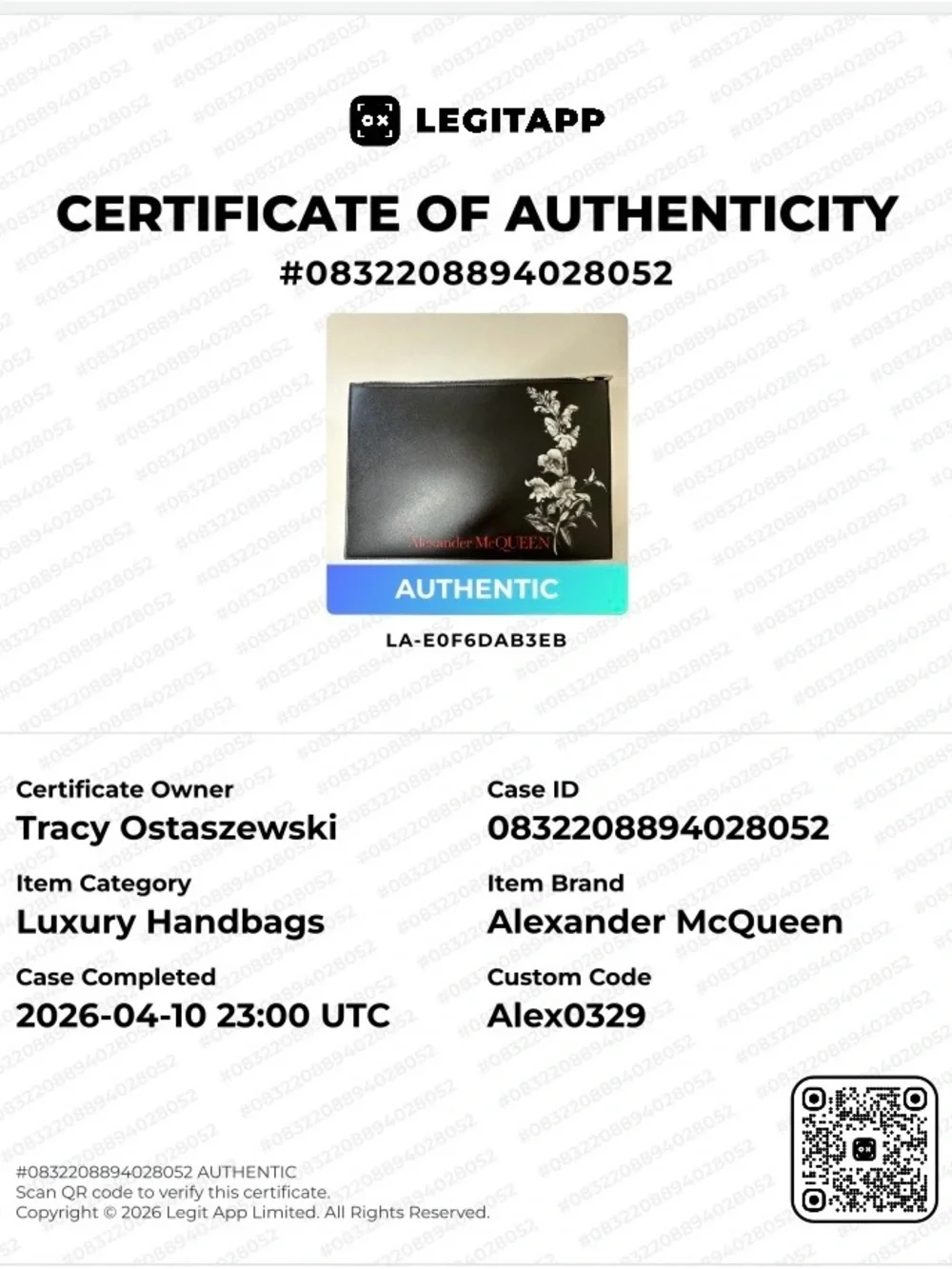 Alexander McQueen Limited Edition Black Leather Zip Clutch with COA - Like New - Picture 10 of 10